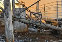 Patos de Minas: Galho de árvore provoca queda de poste e afeta rede elétrica no CEASA Patos de Minas Galho de árvore provoca queda de poste e afeta rede elétrica no CEASA