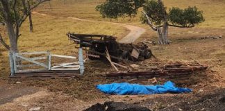 Caminhão Capota na BR-050 em Araguari Devido a Falha nos Freios Caminhão Capota na BR-050 em Araguari Devido a Falha nos Freios