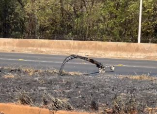 Incêndio próximo ao Parque do Sabiá danifica radar na BR-365 em Uberlândia Incêndio próximo ao Parque do Sabiá danifica radar na BR-365 em Uberlândia