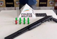 Polícia prende homem com espingarda calibre 12 em Uberaba Polícia prende homem com espingarda calibre 12 em Uberaba