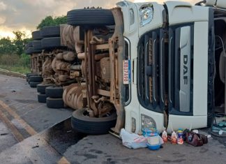 Acidente na BR-354: Caminhão Trator Capota Após Colisão com Carro Acidente na BR-354: Caminhão Trator Capota Após Colisão com Carro