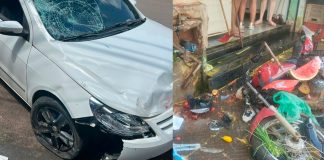 Acidente no Centro de São Gotardo deixa feridos e espalha carga de verduras pela rua Acidente no Centro de São Gotardo deixa feridos e espalha carga de verduras pela rua