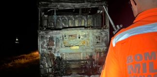Bombeiros atuam em incêndio de carreta na BR-153 em Ituiutaba durante a madrugada Bombeiros atuam em incêndio de carreta na BR-153 em Ituiutaba durante a madrugada