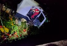 Colisão na BR-153 faz carreta cair de ponte; motorista é salvo Colisão na BR-153 faz carreta cair de ponte; motorista é salvo
