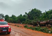 Tragédia na Zona Rural de MG: Carreta Capota e Motorista Morre Tragédia na Zona Rural de MG: Carreta Capota e Motorista Morre