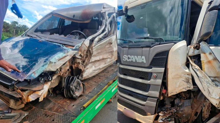 Movimentação de viaturas da polícia e bombeiros na MGC-497 em Uberlândia após acidente fatal.