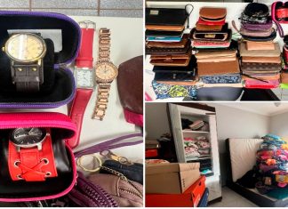 Operação Pickpockets Family: Polícia apreende 53 bolsas de grupo que visava idosos em MG Dezenas de bolsas e carteiras apreendidas pela Polícia Civil sobre uma mesa durante operação em Uberlândia