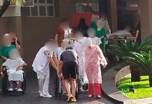 Incêndio atinge Hospital Santa Genoveva em Uberlândia e mobiliza bombeiros Fachada do Hospital Santa Genoveva em Uberlândia com fumaça e viaturas do Corpo de Bombeiros.