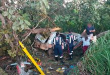 Acidente fatal em João Pinheiro deixa um morto e duas feridas na BR-365 Carro destruído após bater em árvore no canteiro da BR-365 em João Pinheiro.