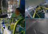 Assaltante reincidente rouba moedas de ônibus e é detido pela PM em Uberlândia Interior de um ônibus de transporte coletivo em Uberlândia com foco no painel do motorista