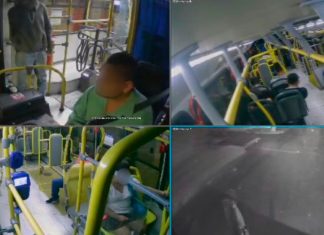 Assaltante reincidente rouba moedas de ônibus e é detido pela PM em Uberlândia Interior de um ônibus de transporte coletivo em Uberlândia com foco no painel do motorista