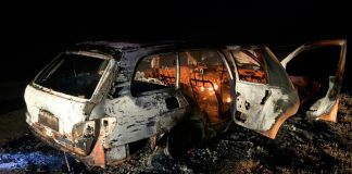 Carro pega fogo e fica destruído após atropelar anta na LMG-628 em Unaí Carro destruído pelo fogo na rodovia LMG-628 após atropelar uma anta.