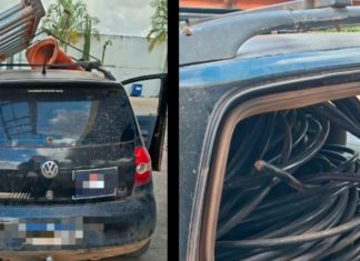 Casal é preso com 300 kg de cabos de cobre furtados em Coromandel Fios e cabos de cobre de telefonia apreendidos pela Polícia Militar de Minas Gerais dentro de porta-malas.