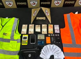 Golpe no Parque do Sabiá: Dupla é presa fingindo ser de estacionamento oficial Fachada do Estádio Municipal Parque do Sabiá em Uberlândia durante a noite com viaturas da polícia.