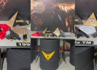 PM desarticula plano de homicídio de facção de Araguari em Uberlândia Armas, munições e documentos falsos apreendidos pela Polícia Militar em Uberlândia.