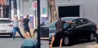 Briga de rua termina com homem atropelado no bairro Shopping Park Viatura policial em rua do bairro Shopping Park em Uberlândia onde ocorreu um atropelamento.