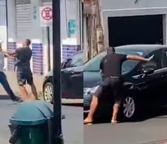 Briga de rua termina com homem atropelado no bairro Shopping Park Viatura policial em rua do bairro Shopping Park em Uberlândia onde ocorreu um atropelamento.
